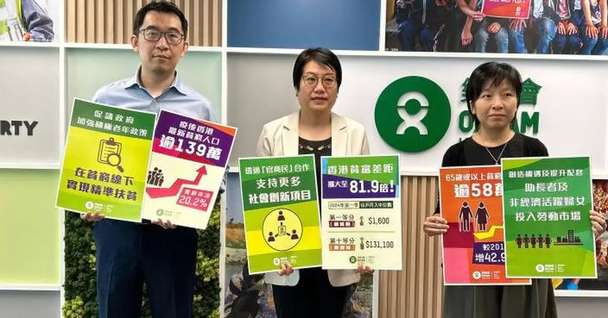 本港貧富差距擴大至81.9倍 貧窮長者激增 樂施會籲推積極老年政策