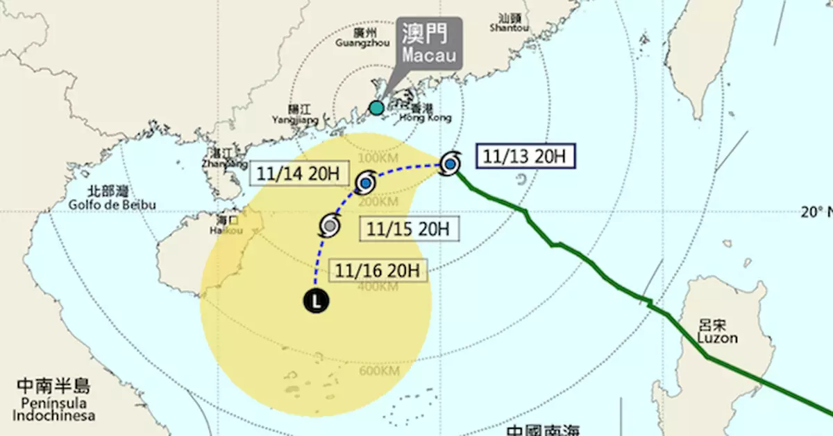 澳門物理氣象局晚上7時改發3號風球 料改卦8號訊號機會較低至中等