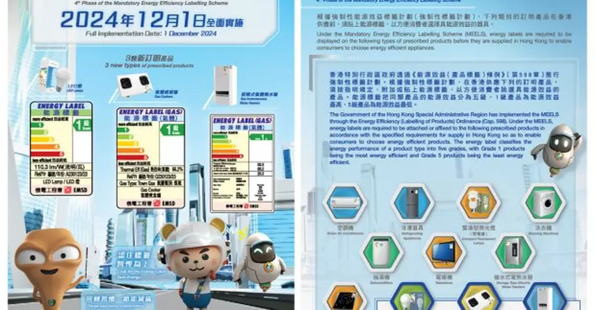 能源效益標籤計劃第4階段下月1日實施　涵蓋LED燈等