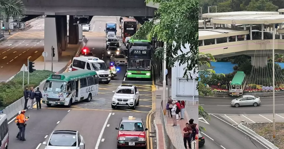 沙田大圍迴旋處兩綠Van相撞失控鏟花叢  11人傷需送院