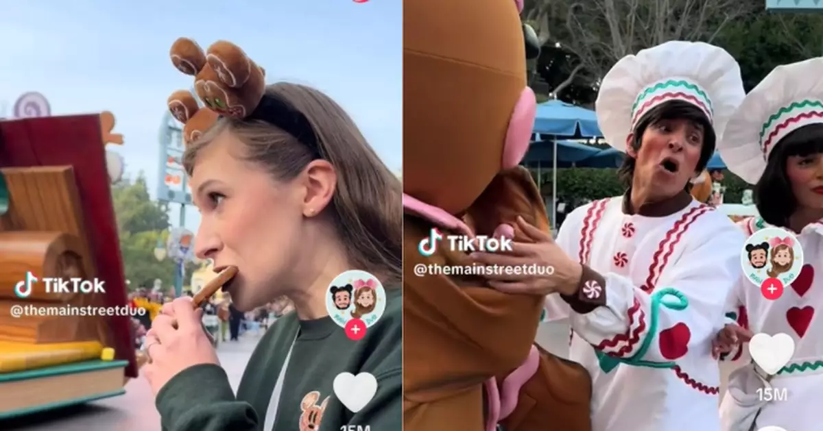 有片！女遊客遊迪士尼對住「薑餅人「咬「薑餅人餅乾」 嚇到對方咬手笑翻全網