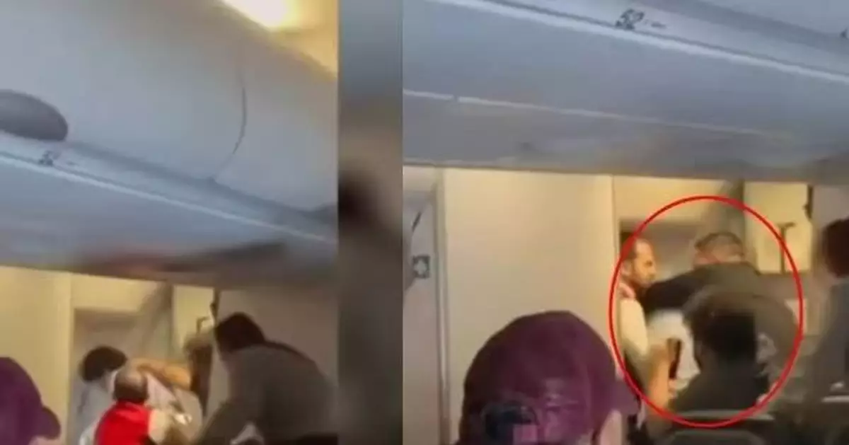 搭西班牙航空突情緒失控 男子欲開逃生門引恐慌遭機組人員奮力制伏