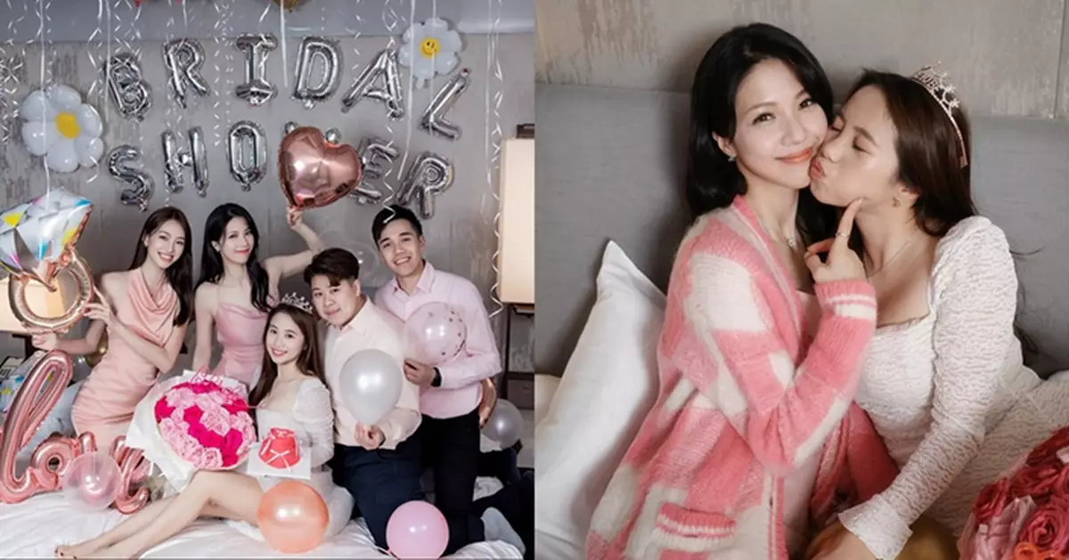 陳曉華性感吊帶現身婚前派對  與未來阿嫂感情好好