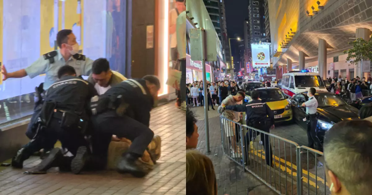 朗豪坊有私家車瘋狂駕駛連撞4車包括警衝鋒車 車上兩男女遭制服