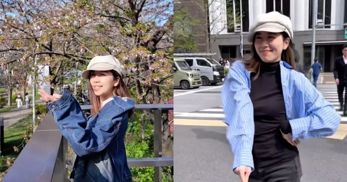 黃智雯赴日旅行趕上櫻花尾巴 挑戰邊過馬邊跳Jisoo舞曲忍唔住尷尬
