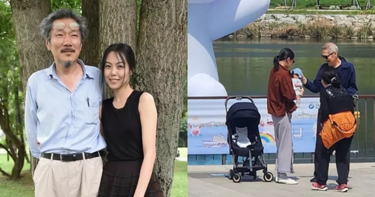 洪尚秀與金珉禧母子湖邊散步 臉上流露慈父笑容引起熱議