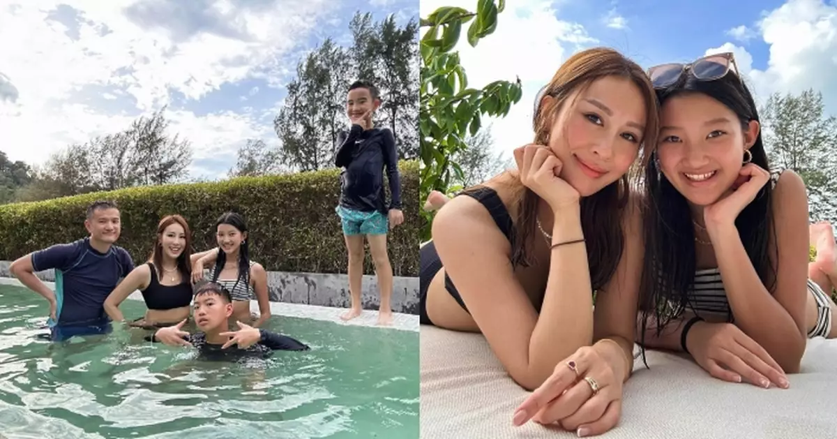 曹敏莉舉家遊布吉享受陽光與海灘 13歲大女遺傳媽媽修長好身材