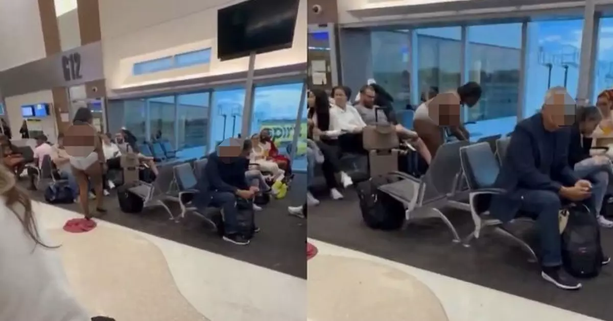 佛州機場候機疑與人爆爭執 女乘客情緒失控當眾除衫剩底褲嚇煞旁人