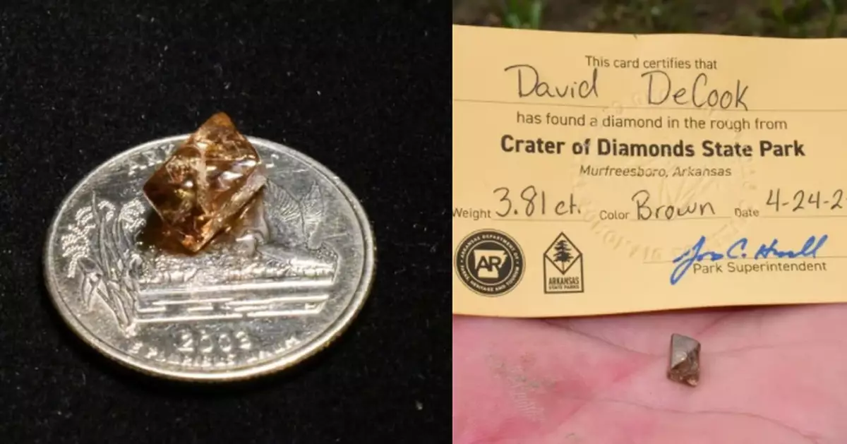 礦石公園尋寶驚喜見到「大閃光物」 美農民執到3.81克拉大鑽石