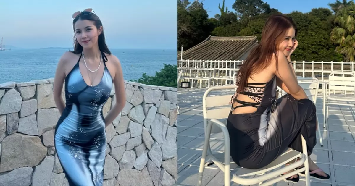 鄧凱文好識打扮！低胸貼身長裙完美展示玲瓏浮凸好身材