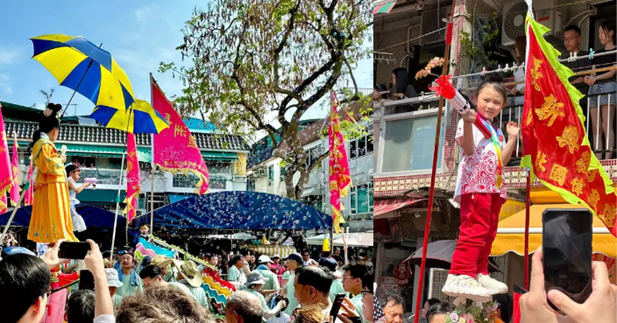 長洲太平清醮飄色巡遊 小朋友扮奧運金牌運動員