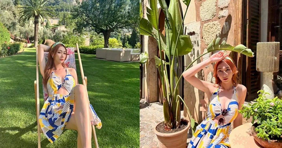 黃嘉雯歐洲度假狂派福利！黃藍戰衣心口開窿曬火辣曲線