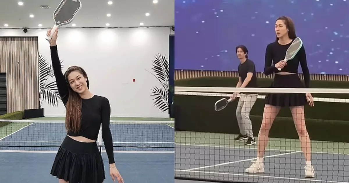 鍾嘉欣愛上玩匹克球 孖老公夫妻檔上陣打波