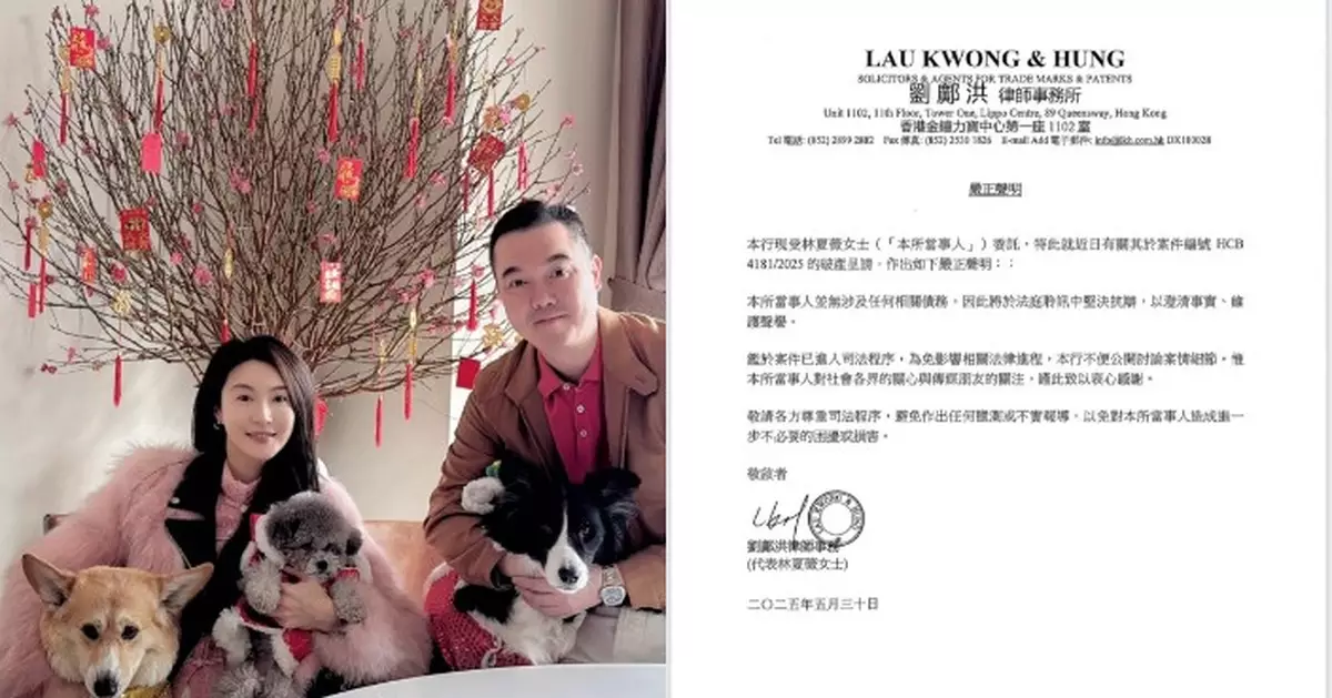 37歲林夏薇遭申請破產 委託律師發聲明：無涉及相關債務將堅決抗辯