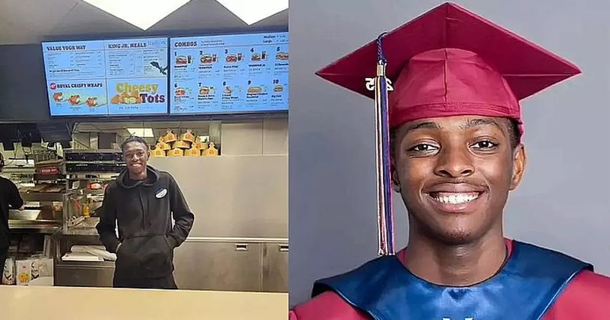 美貧寒高中生畢業禮後趕漢堡店打工 著畢業袍工作身影感動網民獲17萬捐助
