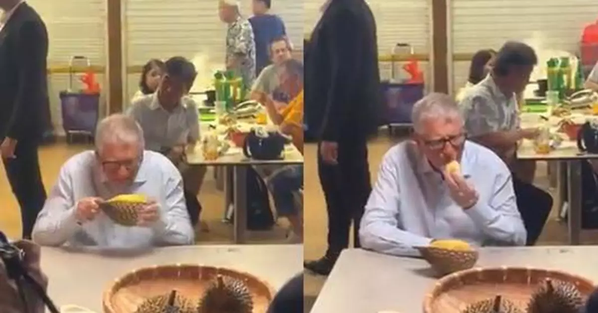 千億身家也怕這個！比爾蓋茲現身新加坡挑戰一水果  皺眉表情全被拍