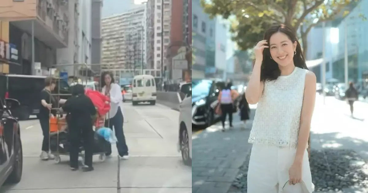 唐詩詠人美心善落車幫婆婆推垃圾車 網民激讚：真·女神！