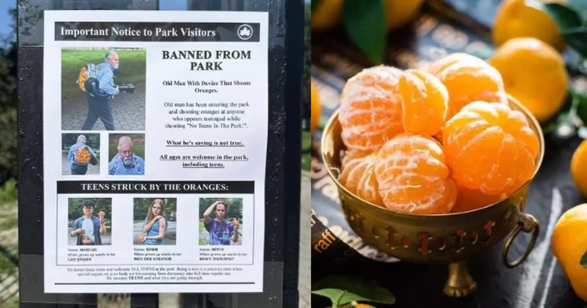 網傳警示海報指美公園怪伯伯持「橘子噴射器」襲擊青少年 真假存疑