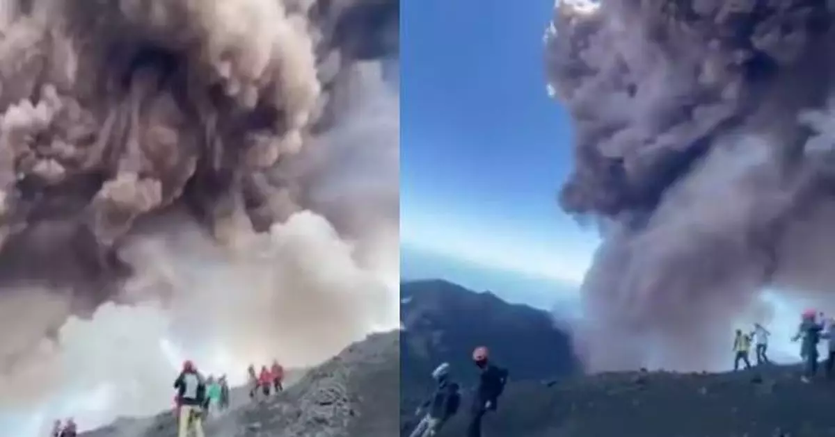 拍片唔要命！意大利火山突噴發 遊客舉相機駐足錄影後才離開