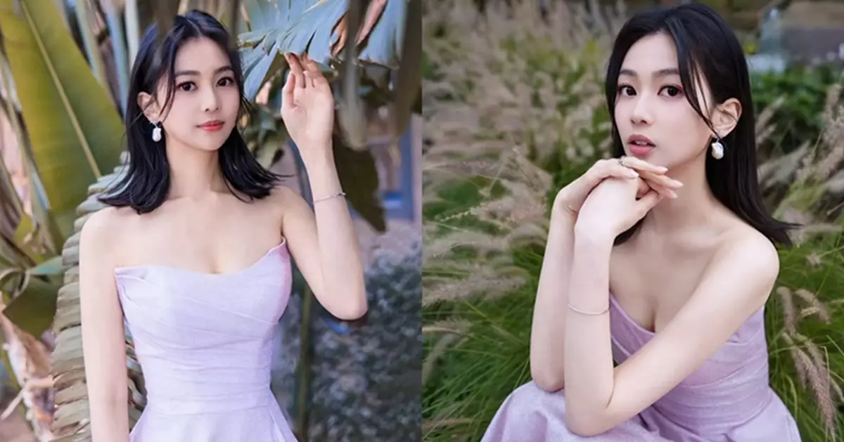 郭柏妍端午派福利 粉紫Tube Dress低胸晒線 網民激讚：白滑到發光！