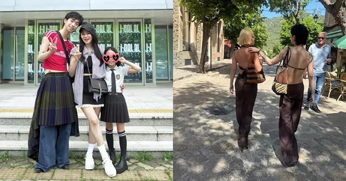 伊能靜兒子小哈利再晒前衛穿搭 西班牙街頭穿肚兜露背裝