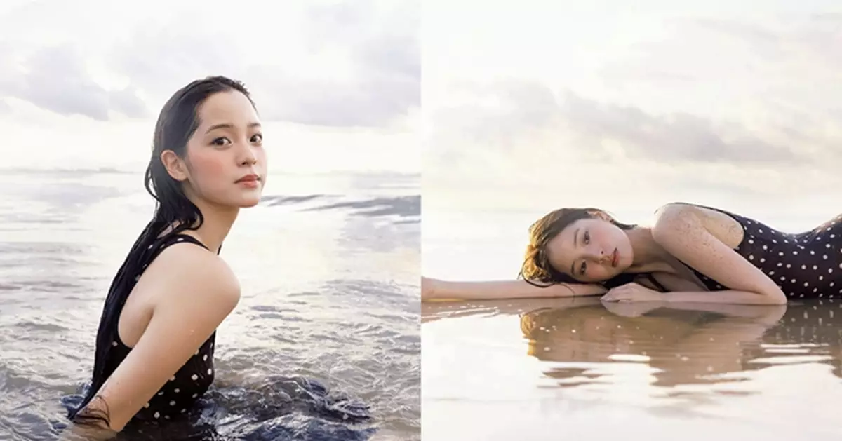 歐陽娜娜三亞濕身曬「不倒胸」  波點吊帶裙少女味濃