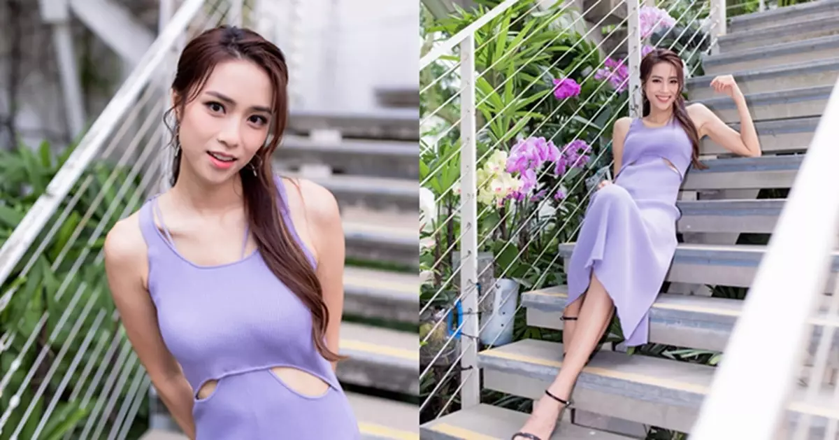 劉穎鏇紫色連身裙魅力爆燈 誘人姿態露招牌甜笑獲讚「靚到犯規」