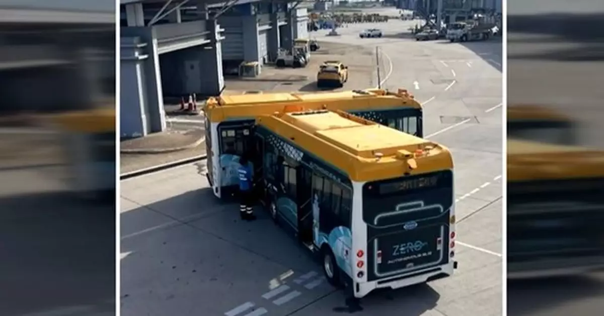 機場禁區有無人駕駛巴士相撞無人傷 機管局：暫停使用作檢查