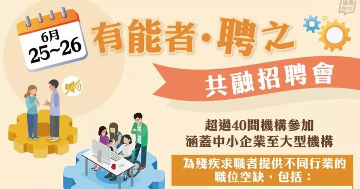 共融招聘會周三周四舉行 700個職位空缺供殘疾求職者申請