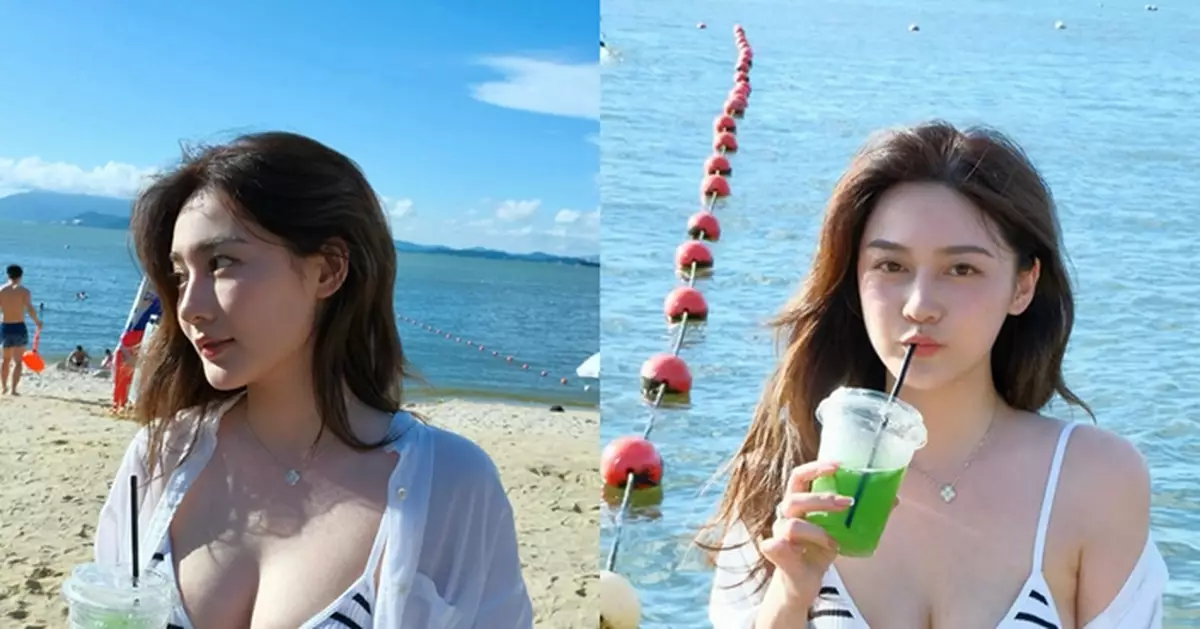 郭奕芯比堅尼解放震撼視覺  黑白間條戰衣Big爆沙灘