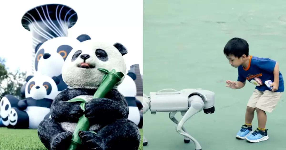 慶回歸活動維園開鑼 大熊貓夥機械狗等市民來「打卡」