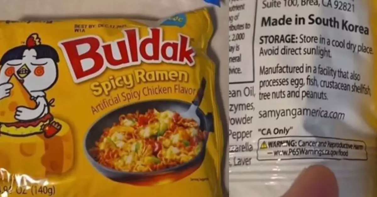 南韓拉麵包裝袋印「致癌生殖危害」警告 網民震驚質疑：為何出售？