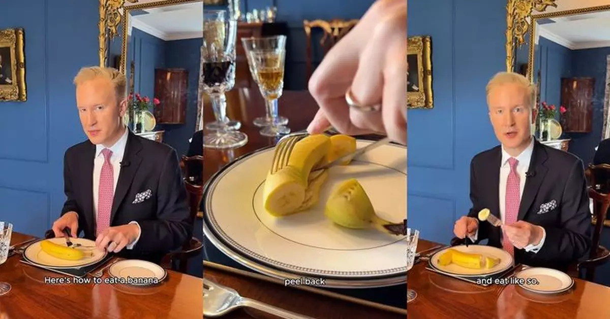 儀式感？英國禮儀專家教「正確食香蕉」示範使用刀叉震驚網民
