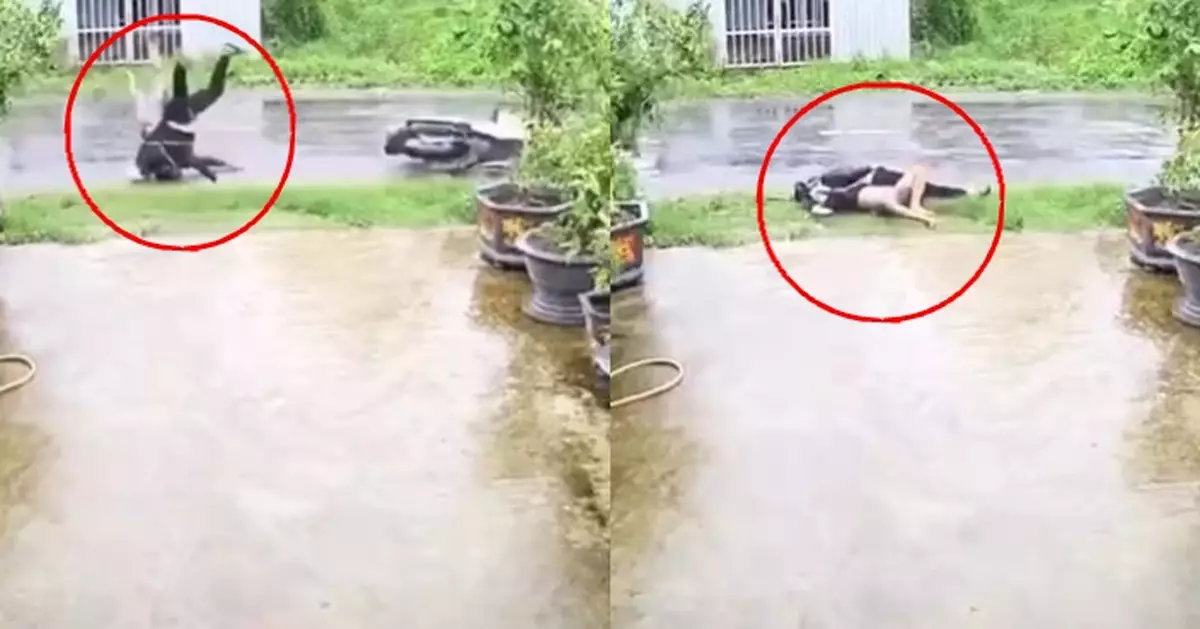 有片！越南暴風雨樹倒扯斷路燈電線 兩電單車騎士途經觸電慘死