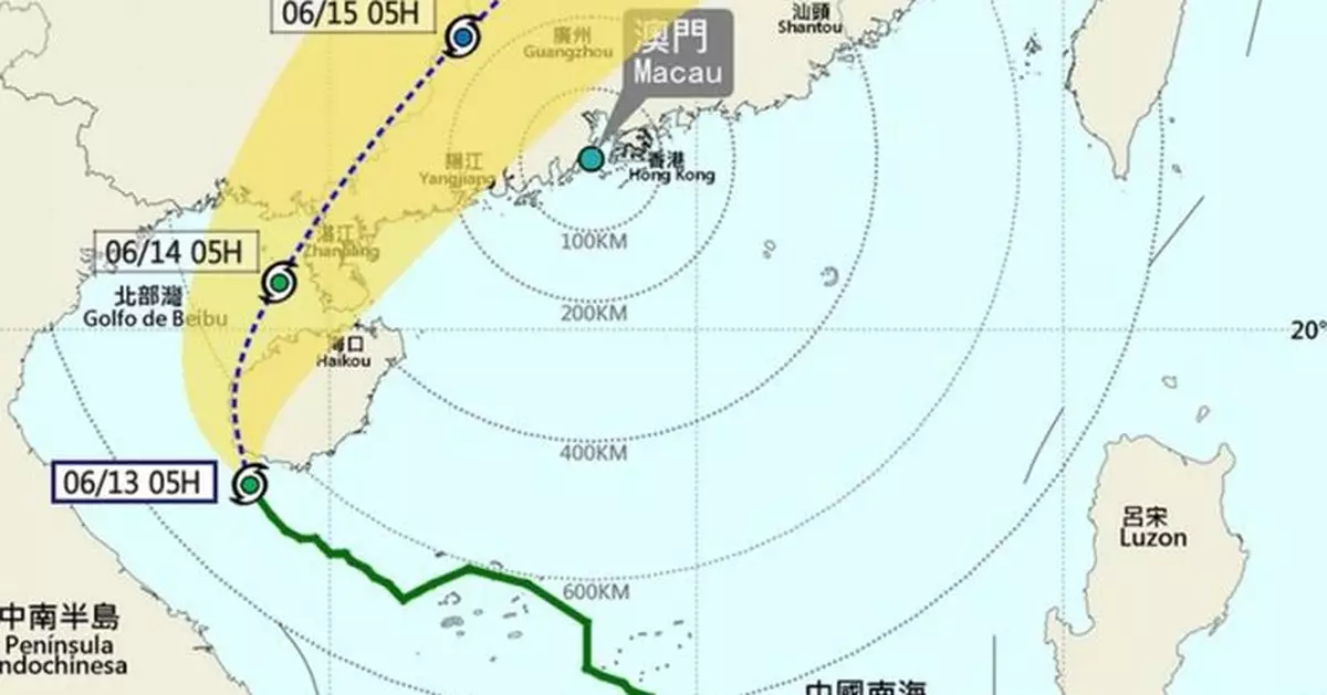 澳門今晚至周六初時改發三號風球機率中等至較高