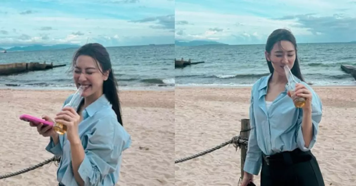王敏奕海邊放閃晒少女味 舉杯暢飲展正能量