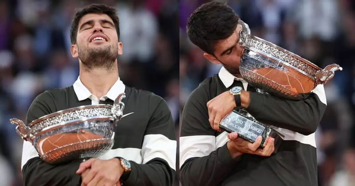 艾卡拉斯擊戰五盤反勝冼拿衛冕法網男單冠軍