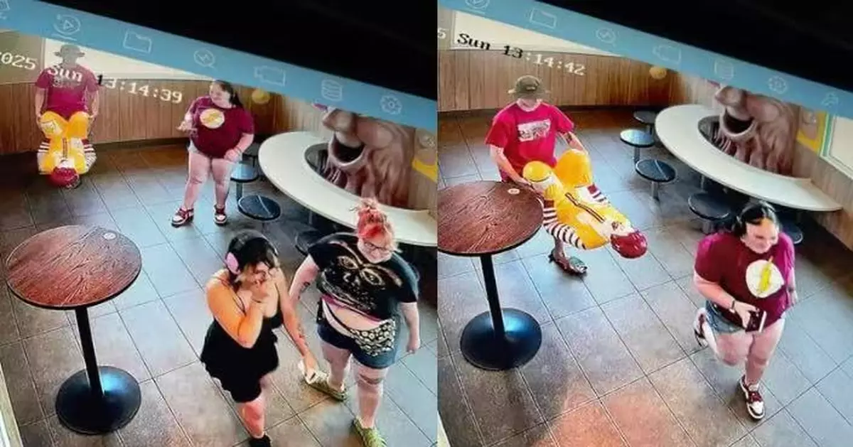 美賓州「麥當勞叔叔」塑像遭4賊「綁架」 警方公開監控籲市民協助尋找