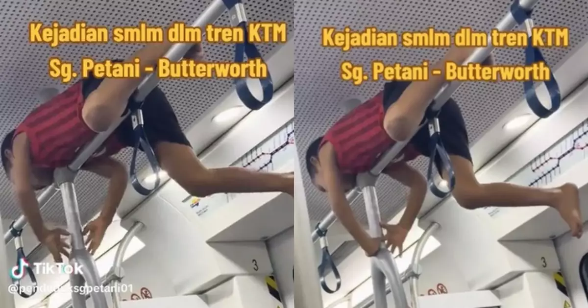 大馬頑童搭火車亂跑爬吊桿遭乘客勸阻 家長無視冷眼旁觀