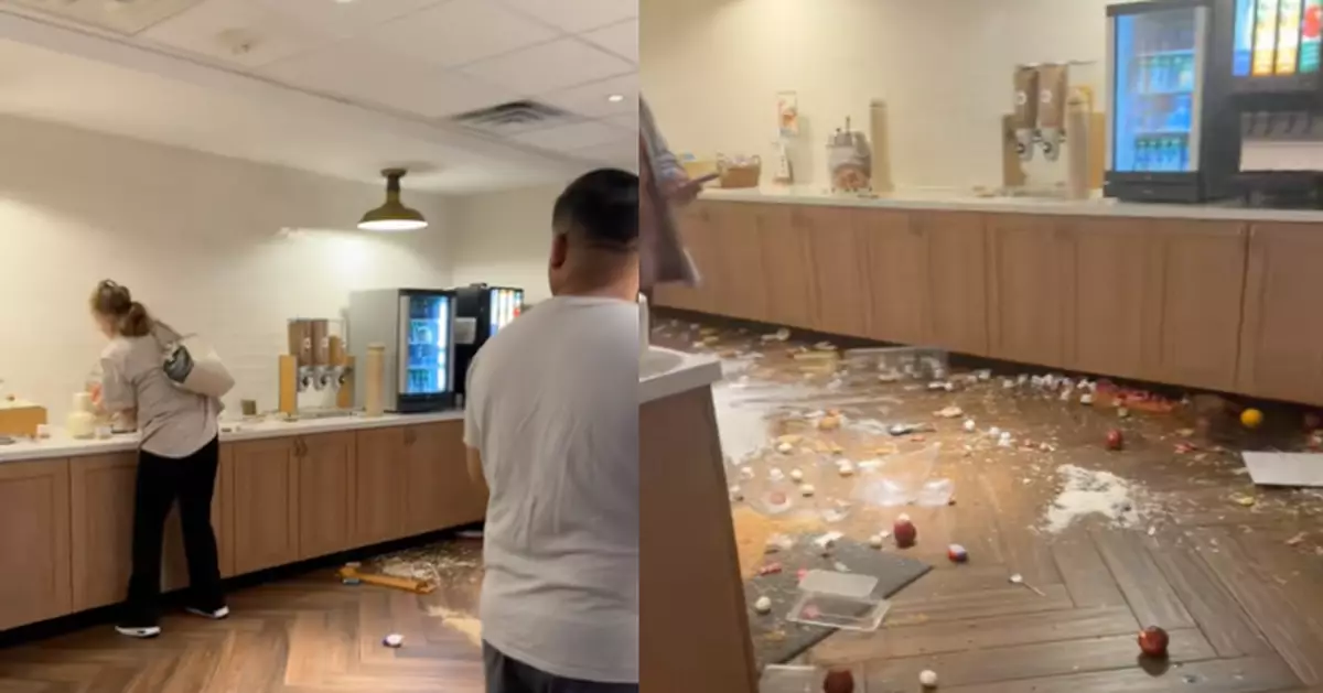 疑返夜更後突被「炒魷」 美酒店女員工怒砸早餐區洩憤嚇呆現場住客