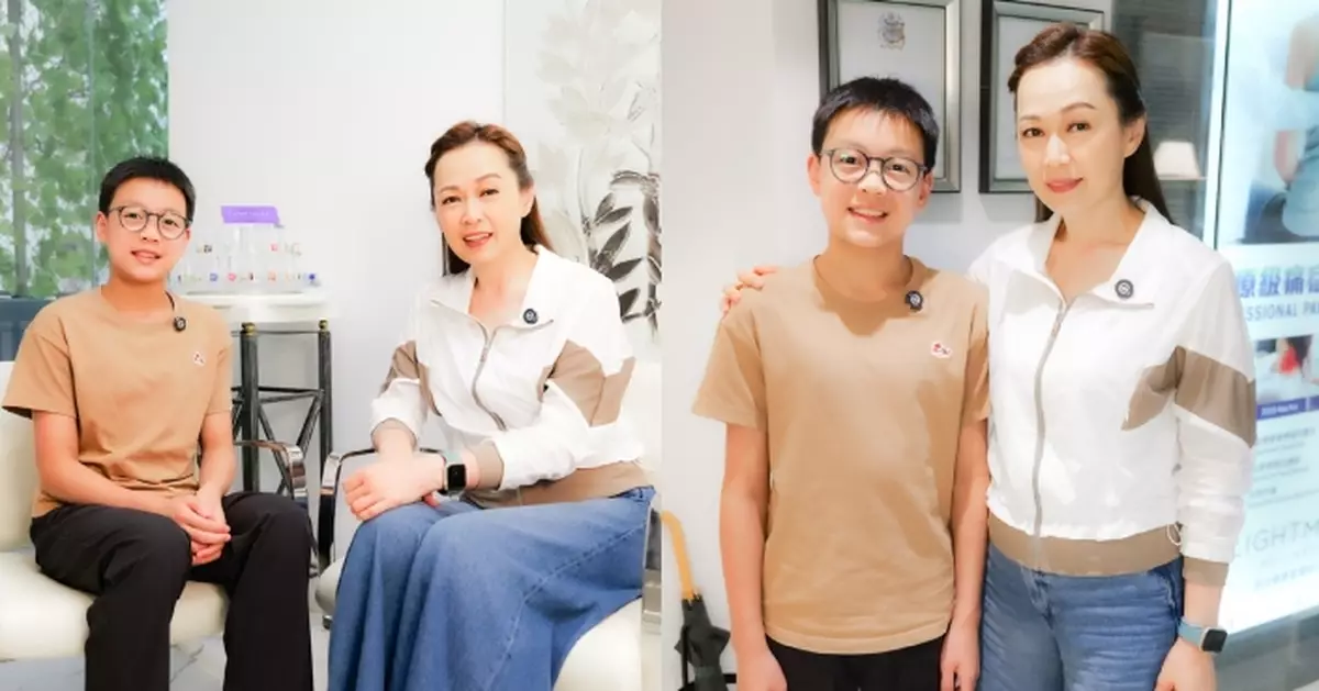 姚瑩瑩母子檔上陣拍廣告 14歲囝囝唔怯場勁淡定