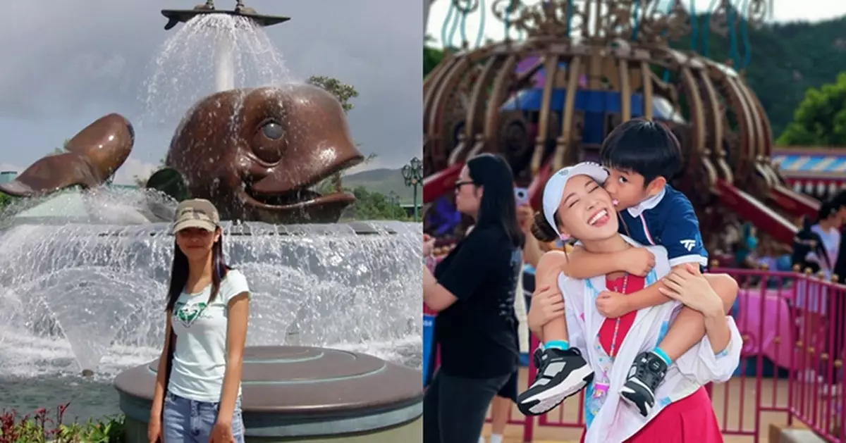 陳凱琳帶仔仔重遊主題樂園 曬20年前舊照復刻童年 網民驚嘆：天生麗質由細靚到大！