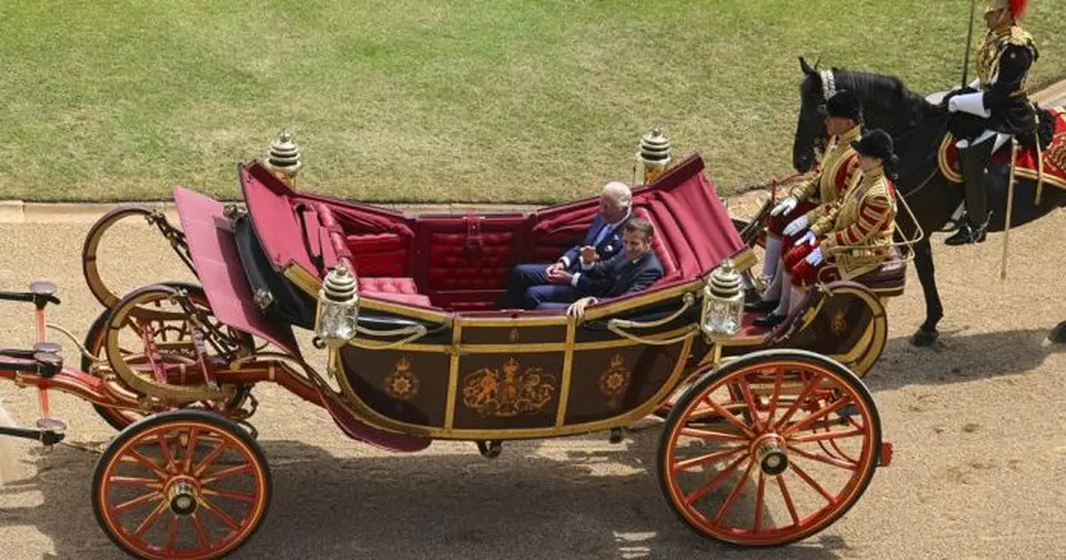 英王查理斯三世為馬克龍舉行歡迎儀式