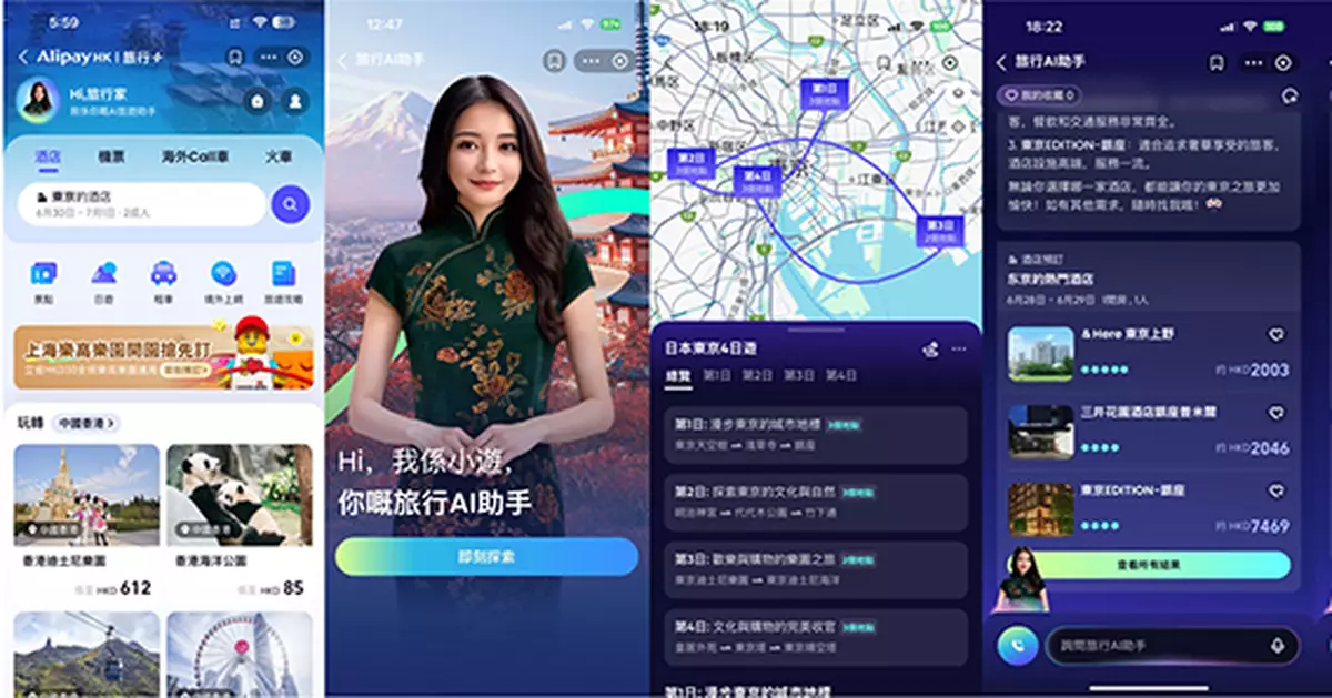 螞蟻國際推出AI旅行助手Voyager 率先登陸AlipayHK 等3電子錢包