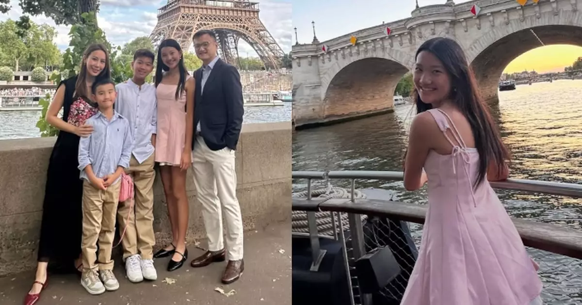 曹敏莉一家五口遊法國 13歲囡囡暴風式長高又靚又窈窕