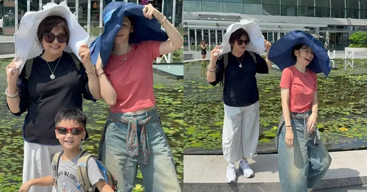 徐若瑄出遊新加坡 與媽媽戴「UFO巨帽」曬溫馨