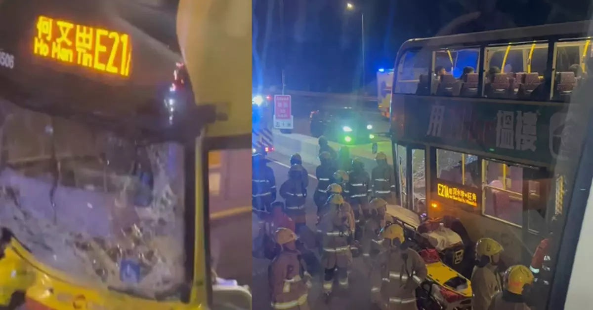 城巴北大嶼山公路與工程車相撞20多人傷