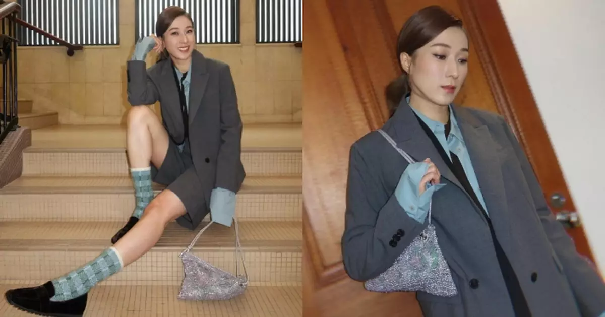 鍾嘉欣心情靚晒近照 幹練西裝Look獲讚又型又靚