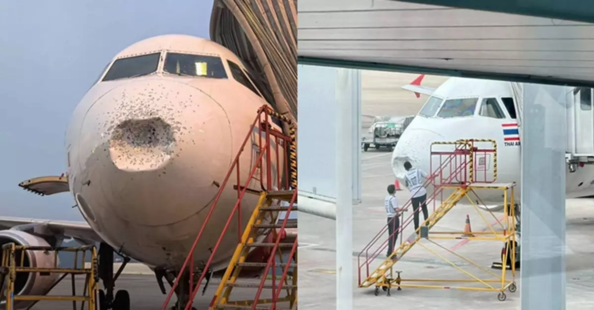 亞洲航空客機降落重慶遇冰雹玻璃破裂機鼻凹陷  幸機上147人全數安全