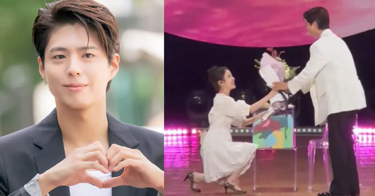 朴寶劍音樂節目最後一集錄影 IU單膝跪地驚喜亮相